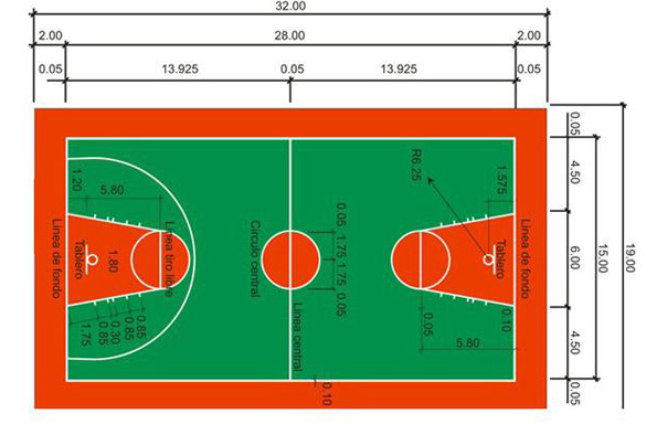 籃球場圍網標準尺寸平面圖